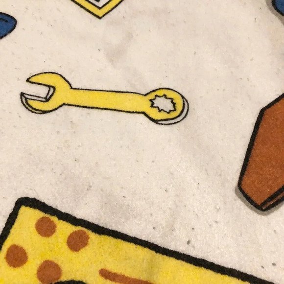 Vintage Disney Mickey Mouse Goofy At Work Construction Blanket Polyester Acrylic - Picture 5 of 16